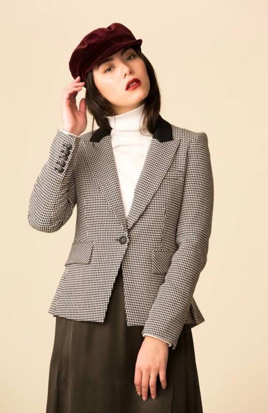 Veronica Beard Airlie Houndstooth Tailored Dickey Jacket Size 10